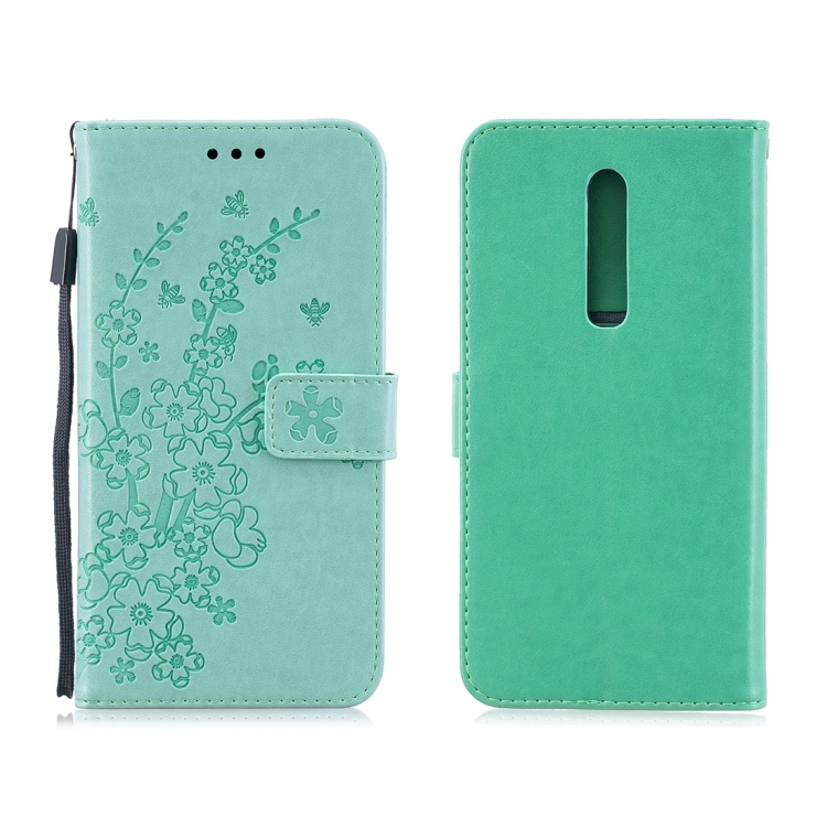 

For Xiaomi Redmi K20 Plum Flowers Pattern Horizontal Flip Leather Case with Holder & Card Slots & Wallet & Lanyard(Green)