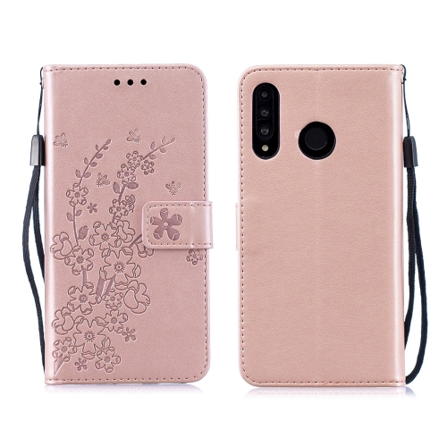 

For Huawei P30 Lite Plum Flowers Pattern Horizontal Flip Leather Case with Holder & Card Slots & Wallet & Lanyard(Rose Gold)