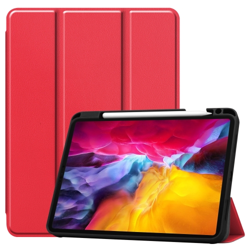 

Pure Color Horizontal Flip TPU + PU Leather Case with Three-folding Holder & Sleep / Wake-up Function & Pen Slot For iPad Pro 11 (2021)(Red)