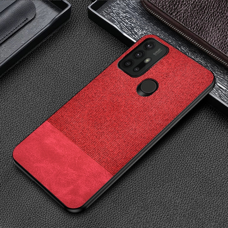 

For Motorola Moto G30 Shockproof Splicing PU + Cloth Protective Case(Stitching Red)