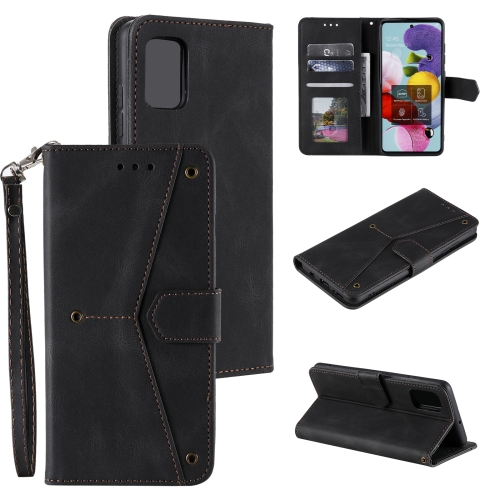 

For Samsung Galaxy A52 5G / 4G Stitching Calf Texture Horizontal Flip Leather Case with Holder & Card Slots & Wallet(Black)