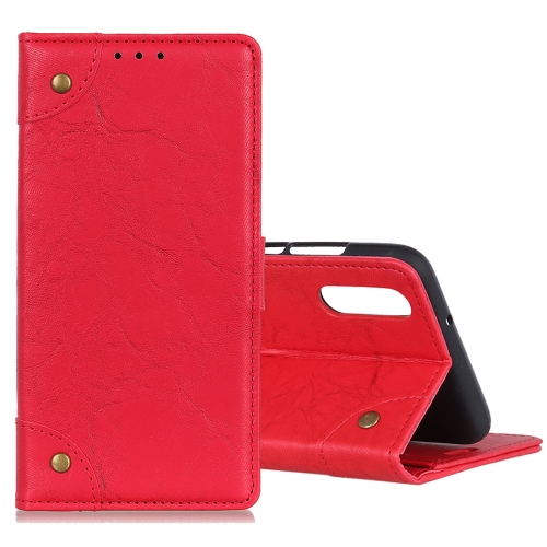 

For Galaxy A70s Copper Buckle Retro Crazy Horse Texture Horizontal Flip Leather Case with Holder & Card Slots & Wallet(Red)