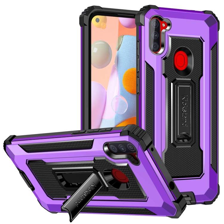 

For Samsung Galaxy A11 (US Version) Knight Jazz PC+TPU Shockproof Protective Case with Foldable Holder(Purple)