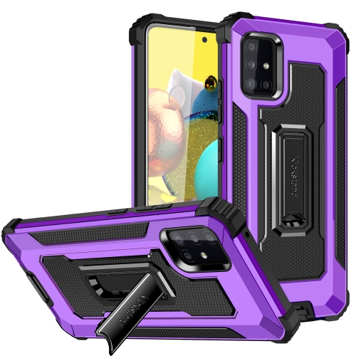 

For Samsung Galaxy A51 5G Knight Jazz PC+TPU Shockproof Protective Case with Foldable Holder(Purple)