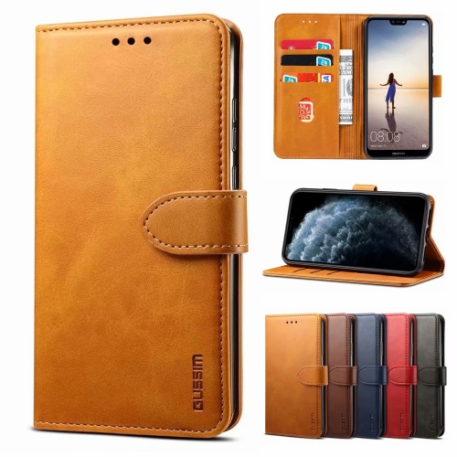 

For Samsung Galaxy A12 5G GUSSIM Business Style Horizontal Flip Leather Case with Holder & Card Slots & Wallet(Khaki)