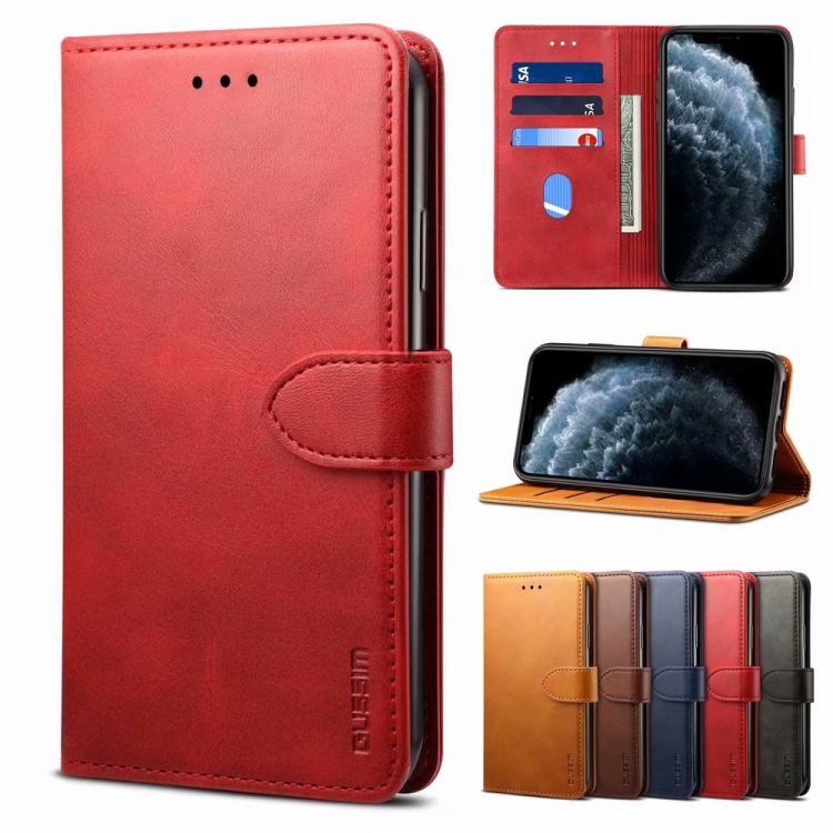 

For Samsung Galaxy A12 5G GUSSIM Business Style Horizontal Flip Leather Case with Holder & Card Slots & Wallet(Red)