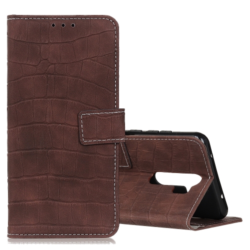 

For OPPO A9 (2020) Crocodile Texture Horizontal Flip Leather Case with Holder & Wallet & Card Slots & Photo Frame(Brown)