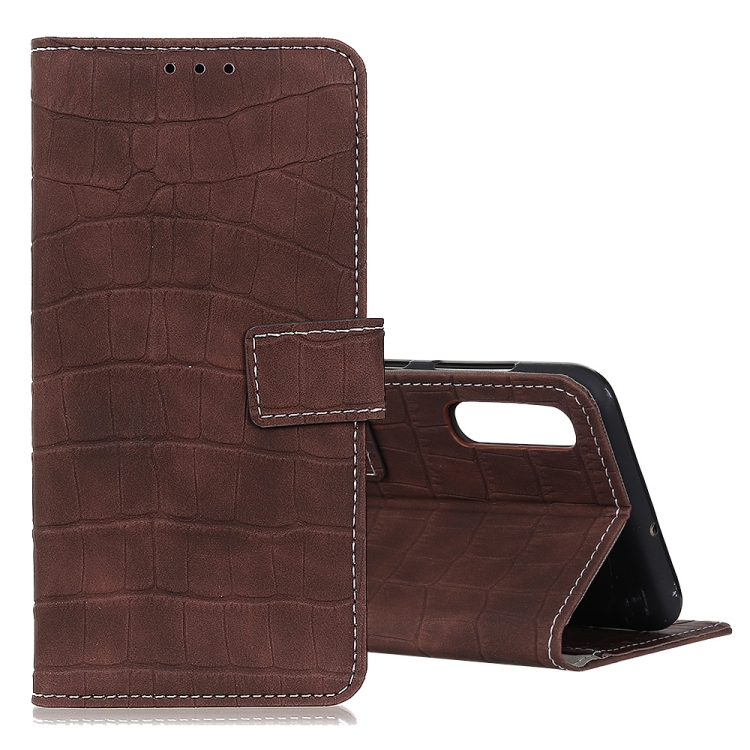 

For Galaxy A70s Crocodile Texture Horizontal Flip Leather Case with Holder & Wallet & Card Slots & Photo Frame(Brown)