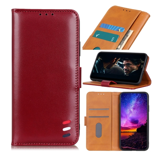 

For Sony Xperia Ace II 3-Color Pearl Texture Magnetic Buckle Horizontal Flip PU Leather Case with Card Slots & Wallet & Holder(Wine Red)