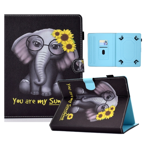 

For 10 inch Tablet Electric Pressed TPU Colored Drawing Horizontal Flip Leather Case with Holder & Pen Slot(Chrysanthemum Elephant)