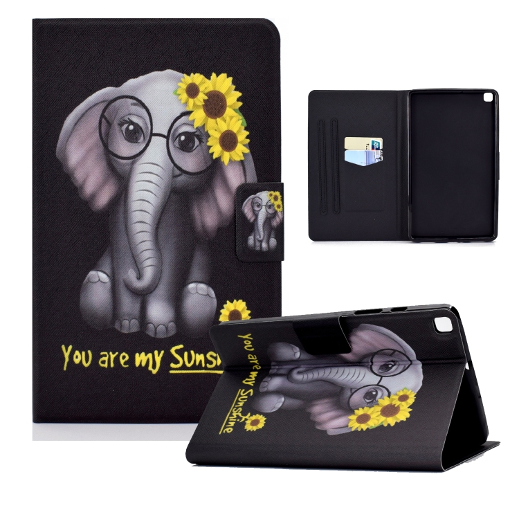 

For Samsung Galaxy Tab A 10.1 (2019) T510 Electric Pressed TPU Colored Drawing Horizontal Flip Leather Case with Holder & Pen Slot(Chrysanthemum Elephant)