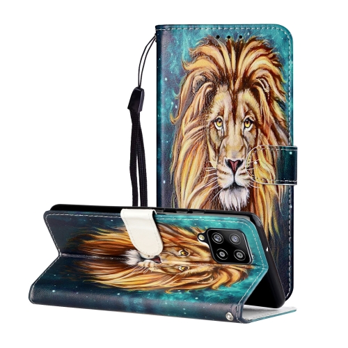 

For Samsung Galaxy A42 5G Oil Embossed Coloured Drawing Pattern Horizontal Flip PU Leather Case with Holder & Card Slots & Wallet(Lion)