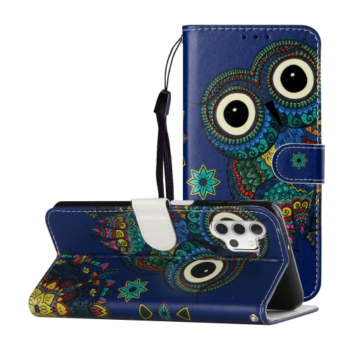 

For Samsung Galaxy A32 5G Oil Embossed Coloured Drawing Pattern Horizontal Flip PU Leather Case with Holder & Card Slots & Wallet(Blue Owl)