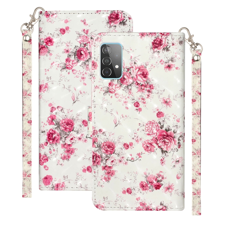 

For Samsung Galaxy A52 5G / 4G 3D Pattern Horizontal Flip PU Leather Case with Holder & Card Slots & Wallet(Rose Flower)