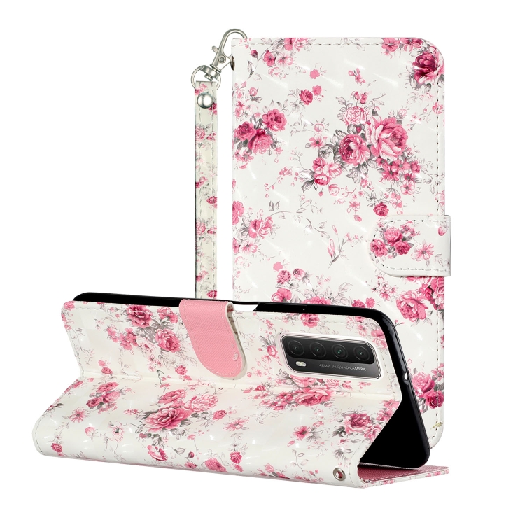 

For Huwei P smart 2021 3D Painting Pattern Horizontal Flip Leather Case With Holder & Card Slots & Wallet(Rose)