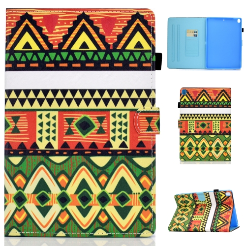 

For iPad 10.2 inch Colored Drawing Horizontal Flip Leather Case with Holder & Card Slots & Sleep / Wake-up Function(Folk-custom)