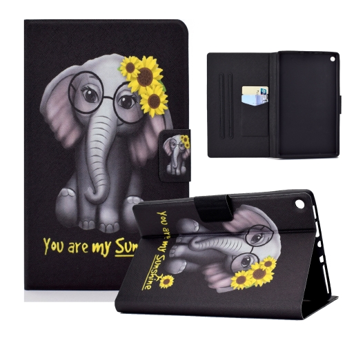 

For Amazon Kindle Fire HD 8 (2016) / (2017) / (2018) Electric Pressed TPU Colored Drawing Horizontal Flip Leather Case with Holder & Pen Slot(Flower Elephant)