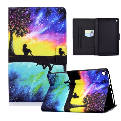 

For Amazon Kindle Fire HD 10 (2015) / (2017) / (2019) Electric Pressed TPU Colored Drawing Horizontal Flip Leather Case with Holder & Pen Slot(Starry Sky Reflection)