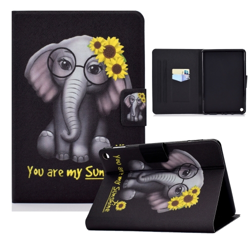 

For Amazon Kindle HD 8 (2020) Electric Pressed TPU Colored Drawing Horizontal Flip Leather Case with Holder & Pen Slot(Flower Elephant)