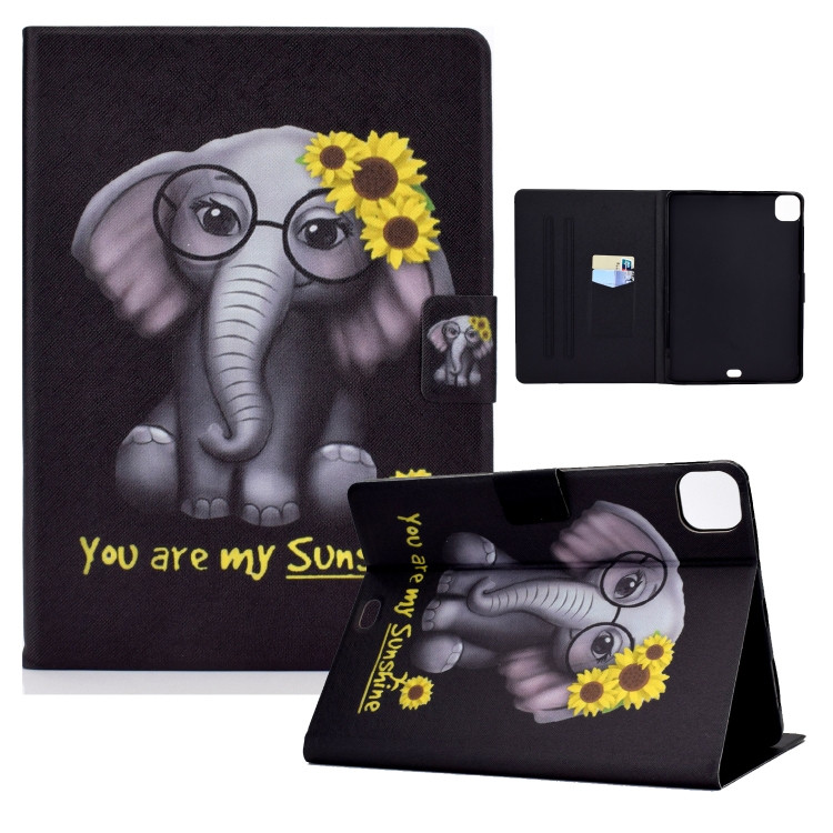 

Electric Pressed TPU Colored Drawing Horizontal Flip Leather Case with Holder & Pen Slot For iPad Pro 11 (2018) / (2020) & iPad Air (2020)(Flower Elephant)