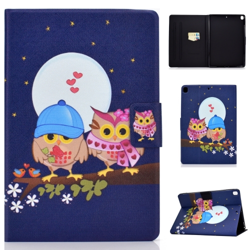 

For iPad 10.2 inch Colored Drawing Horizontal Flip Leather Case with Holder & Card Slots & Sleep / Wake-up Function(Couple Owl)