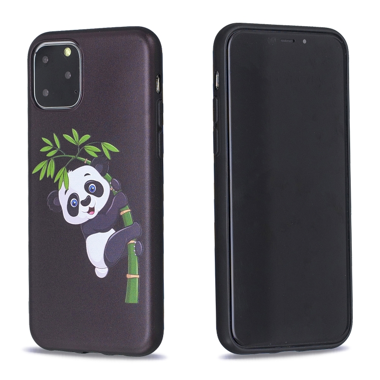 

For iPhone 11 Pro Embossed Painted Pattern TPU Case(Panda and Bamboo)