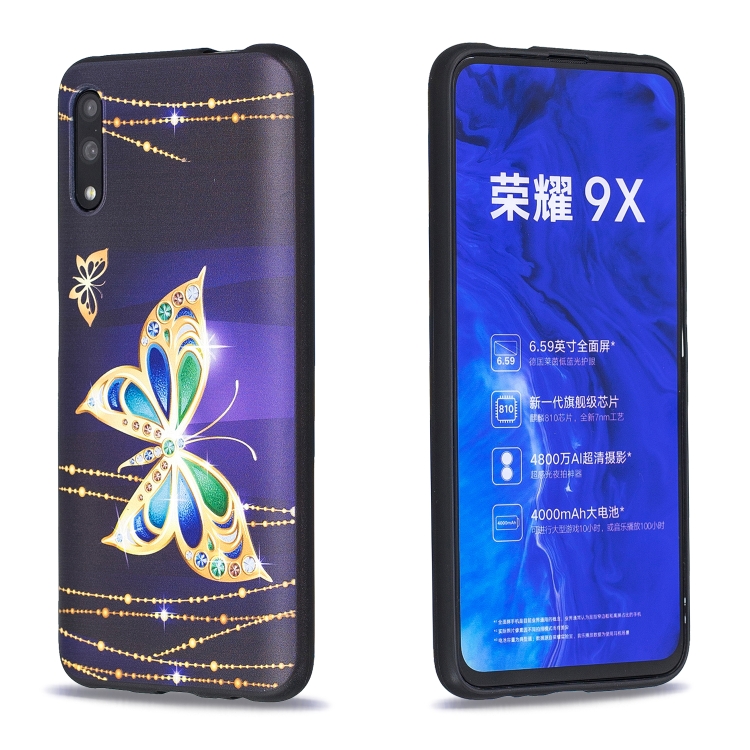 

For Huawei Honor 9X Embossed Painted Pattern TPU Case(Big Butterfly)