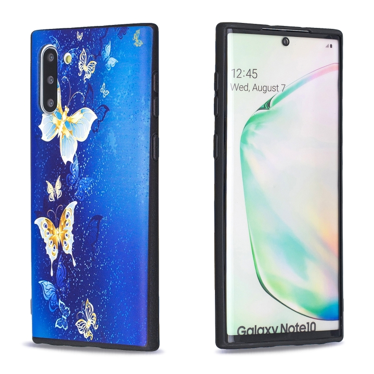 

For Galaxy Note10 Embossed Painted Pattern TPU Case(Golden Butterfly)