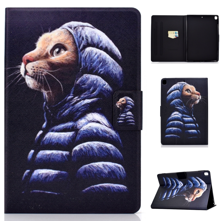 

For iPad 10.2 inch Colored Drawing Horizontal Flip Leather Case with Holder & Card Slots & Sleep / Wake-up Function(Little Yellow Cat)