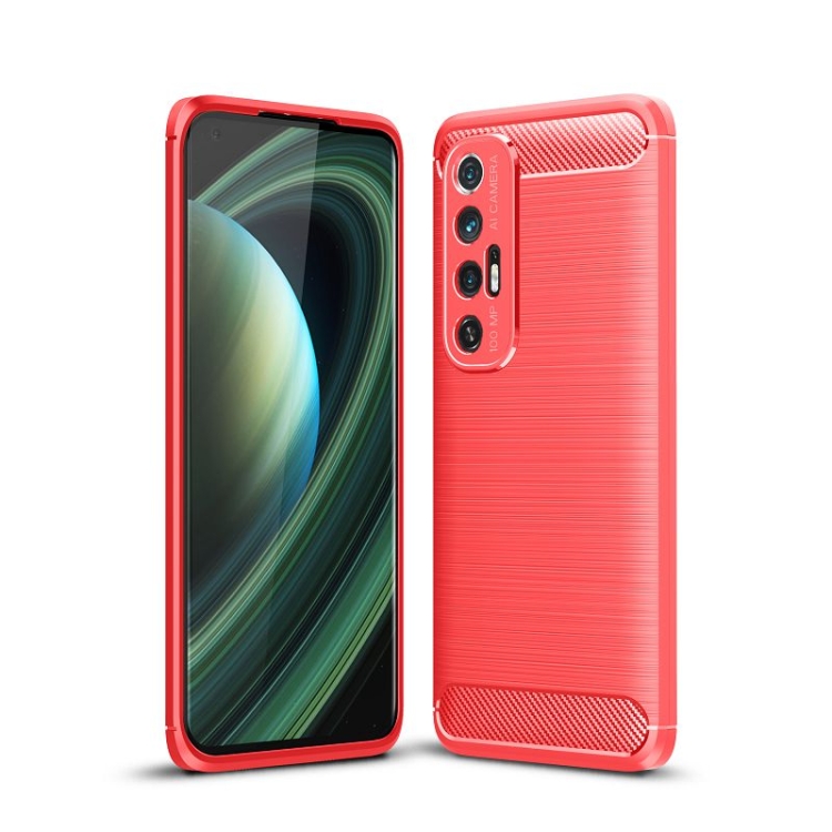 

For Xiaomi Mi 10S Brushed Texture Carbon Fiber TPU Case(Red)