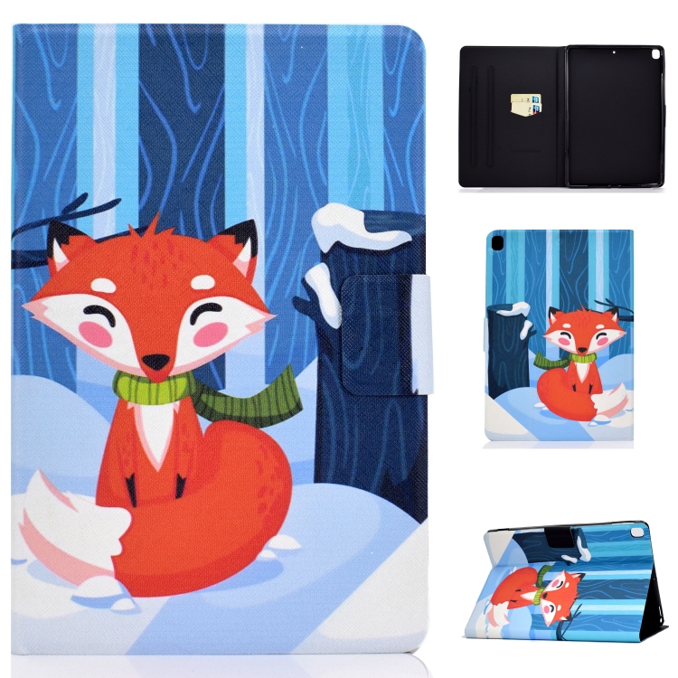 

For iPad 10.2 inch Colored Drawing Horizontal Flip Leather Case with Holder & Card Slots & Sleep / Wake-up Function(Red Fox)