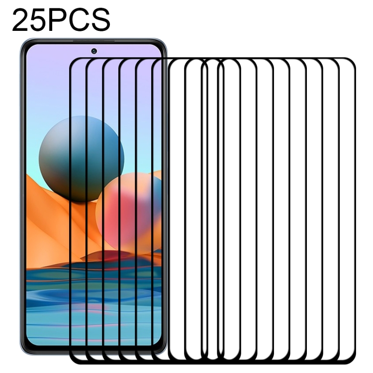 

For Xiaomi Redmi Note 10 Pro / 10 Pro Max 25 PCS Full Glue Full Cover Screen Protector Tempered Glass Film