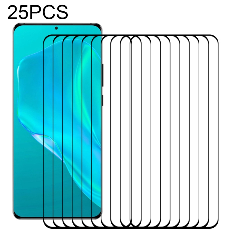 

For Huawei P50 Pro 25 PCS 3D Curved Edge Full Screen Tempered Glass Film(Black)