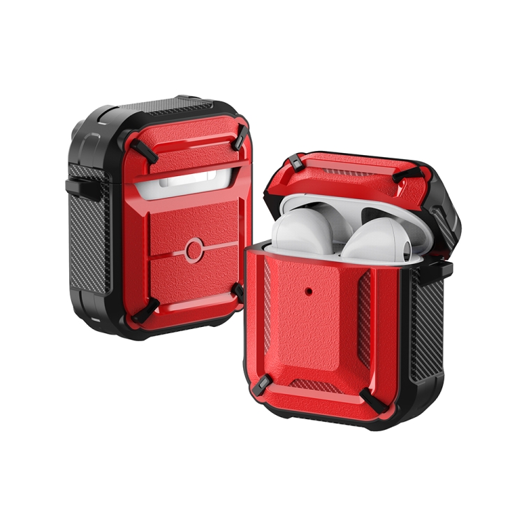 

Wireless Earphones Shockproof Diamond Square Pattern Silicone Protective Case For AirPods 1/2(Red)