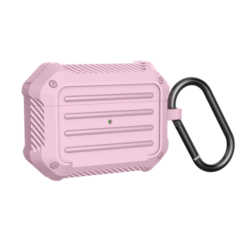 

Wireless Earphones Shockproof Carbon Fiber Luggage TPU Protective Case For AirPods Pro(Pink)