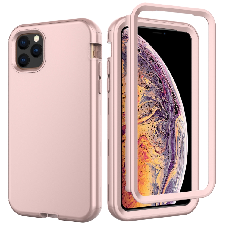 

For iPhone 11 Pro Max 3 in 1 Leather Oil TPU + PC Shockproof Case(Rose Gold)