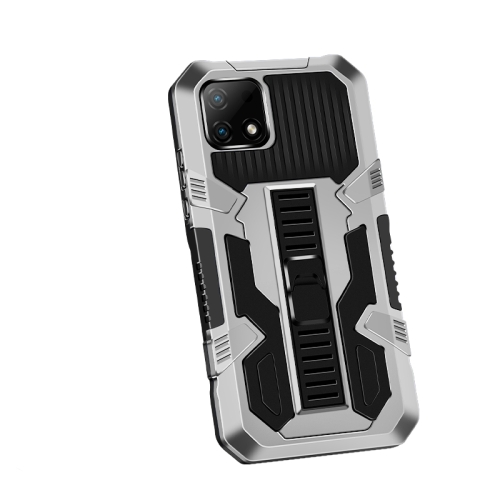 

For OPPO Realme C21 / C20 Vanguard Warrior All Inclusive Double-color Shockproof TPU + PC Protective Case with Holder(Silver White)