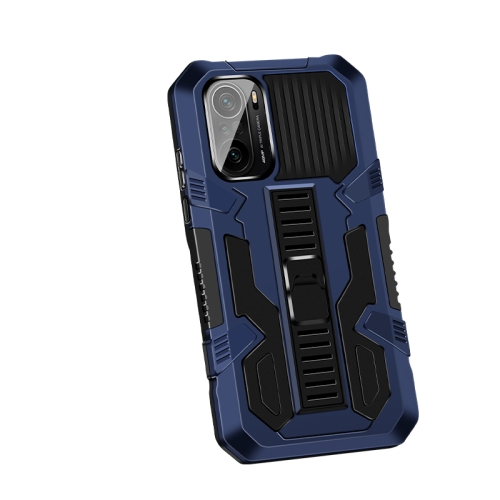 

For Xiaomi Redmi K40 / K40 Pro Vanguard Warrior All Inclusive Double-color Shockproof TPU + PC Protective Case with Holder(Blue)