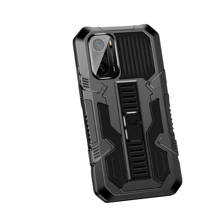 

For Xiaomi Poco F3 Vanguard Warrior All Inclusive Double-color Shockproof TPU + PC Protective Case with Holder(Black)