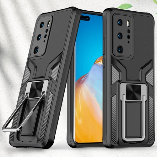 

For Huawei P40 Pro Armor 2 in 1 PC + TPU Magnetic Shockproof Case with Foldable Holder(Black)