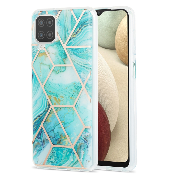 

For Samsung Galaxy A12 3D Electroplating Marble Pattern TPU Protective Case(Blue)