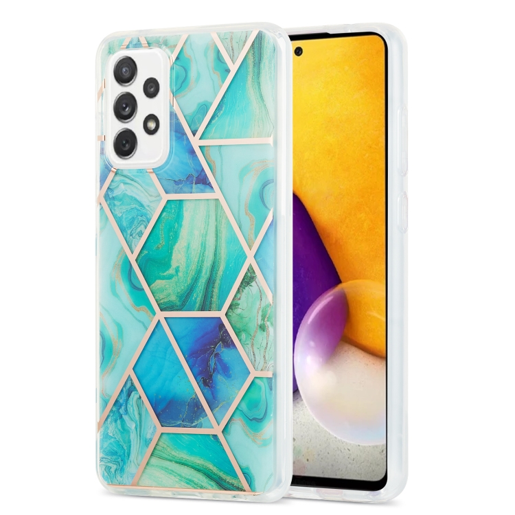 

For Samsung Galaxy A72 5G / 4G 3D Electroplating Marble Pattern TPU Protective Case(Green)