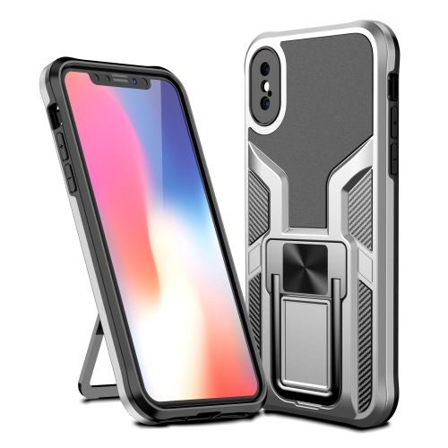 

Armor 2 in 1 PC + TPU Magnetic Shockproof Case with Foldable Holder For iPhone XS Max(Silver)