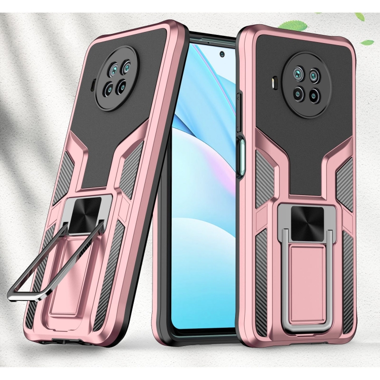 

For Xiaomi Mi 10T Lite 5G Armor 2 in 1 PC + TPU Magnetic Shockproof Case with Foldable Holder(Rose Gold)