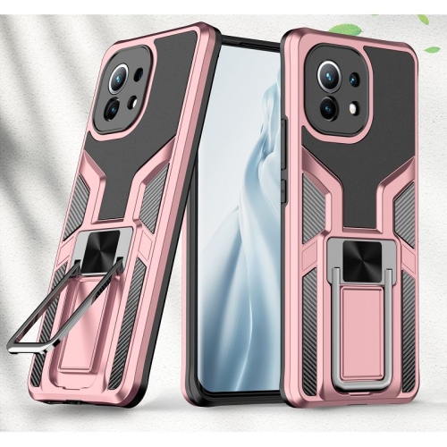 

For Xiaomi Mi 11 Armor 2 in 1 PC + TPU Magnetic Shockproof Case with Foldable Holder(Rose Gold)