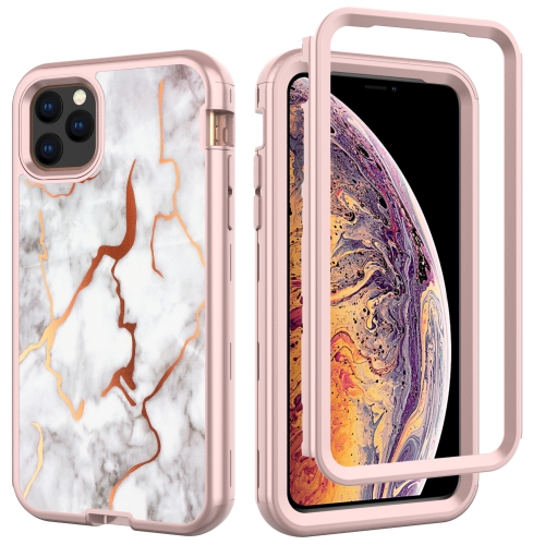 

For iPhone 11 Pro Electroplated IMD Full Coverage Shockproof PC + Skin + Silicon Case(GW12E)