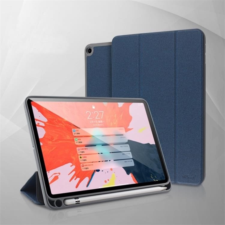 

YASHI Series For iPad 10.2 Litchi Texture Horizontal Flip Leather Case with Three-folding Holder & Pen Slot(Blue)