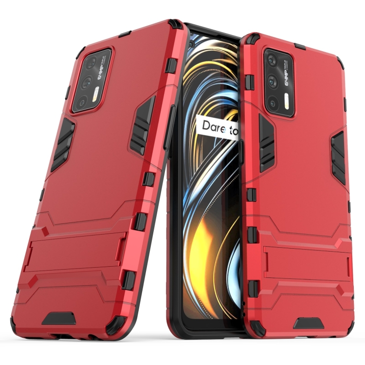 

For OPPO Realme GT 5G PC + TPU Shockproof Protective Case with Holder(Red)