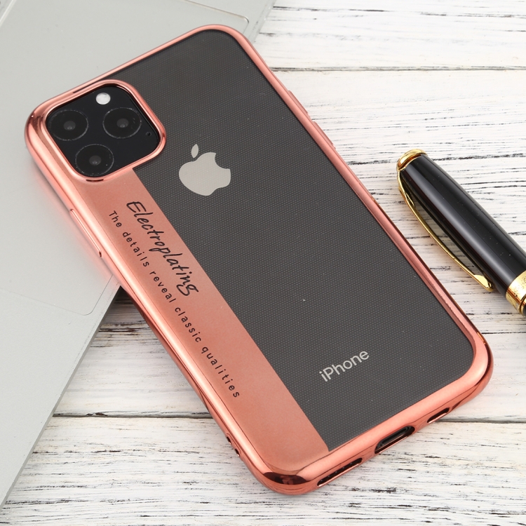 

For iPhone 11 Pro Max Transparent TPU Anti-Drop And Waterproof Mobile Phone Protective Case(Rose Gold)