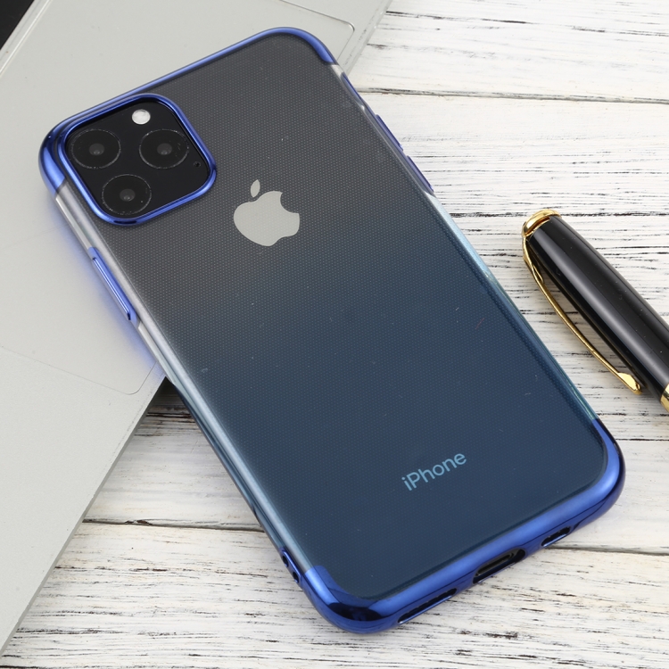 

For iPhone 11 Pro Max Transparent Gradient TPU Anti-Drop And Waterproof Mobile Phone Protective Case(Blue)